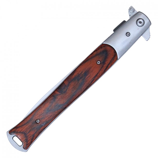 Details about   Spring Assisted Folding Pocket Knife13" Large Brown Wood Stiletto YC-S-110-WD 