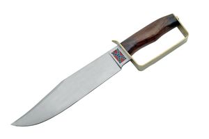 Hunting Knife | Fixed Blade Confederate Flag D-Guard Bowie Brass Guard w/ Sheath