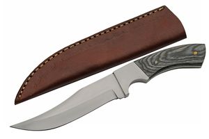 Hunting Knife Rite Edge Skinner 5.25In Blade Gray Wood Handle + Sheath