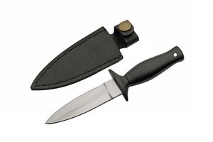 Dagger | Rite Edge Boot Knife 3.5in Stainless Blade Black Steel Handle + Sheath