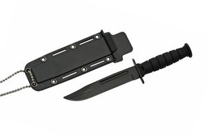 Neck Knife Mini Tactical Combat Military Blade 6In Overall w/ Sheath - Black