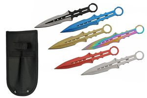 Throwing Knife Set | 6-Piece 7.5in Overall Multicolored + Black Nylon Case
