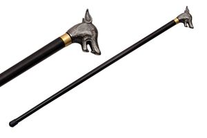 Sword Cane | 34in. Overall Gray Wolf Head Walking Stick