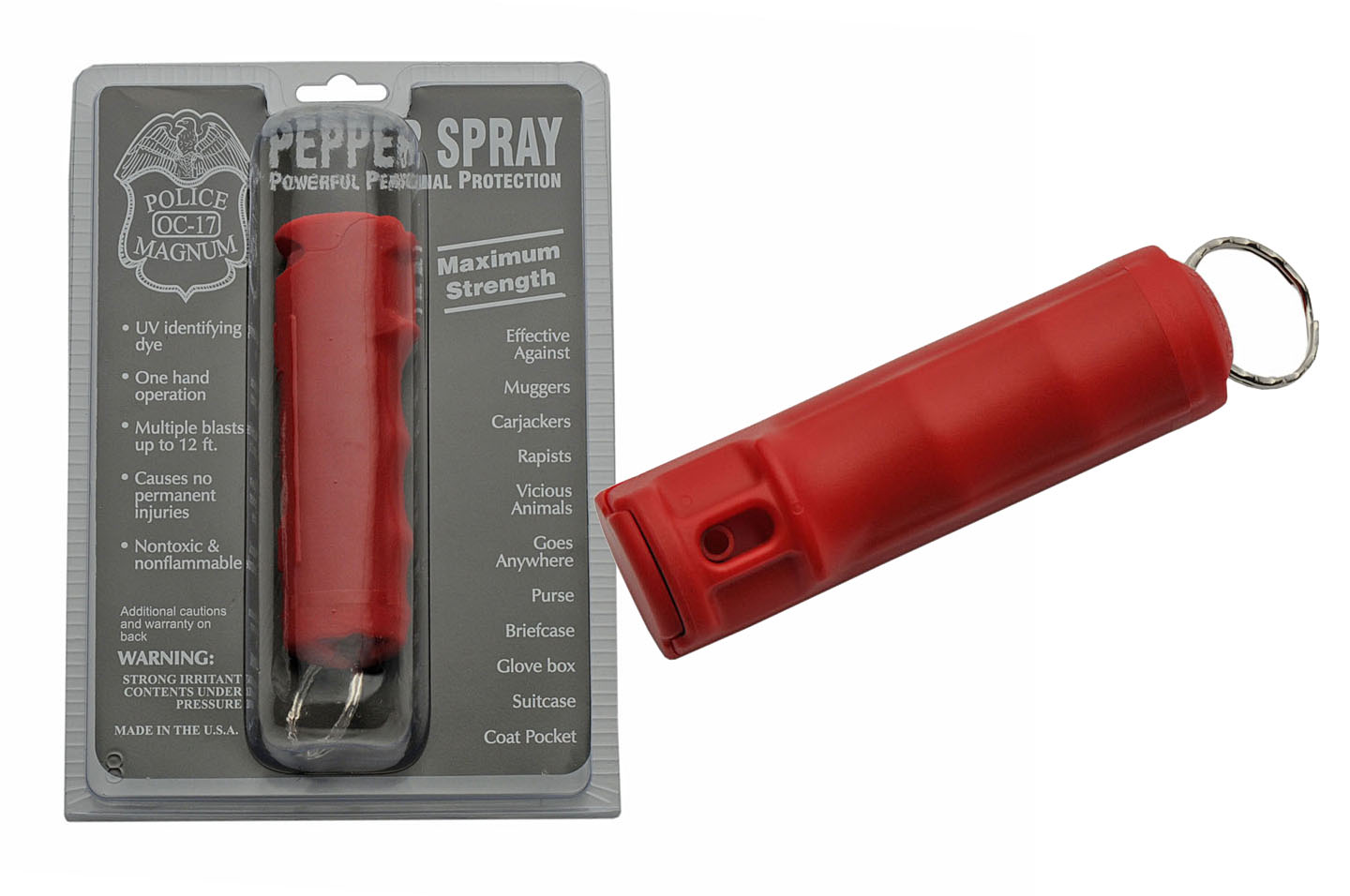 Self-Defense Pepper Spray | Police Oc-17 Magnum Mace 0.5 Oz Keychain - Red