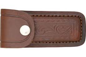 4in. Brown Genuine Leather Folding Knife Sheath