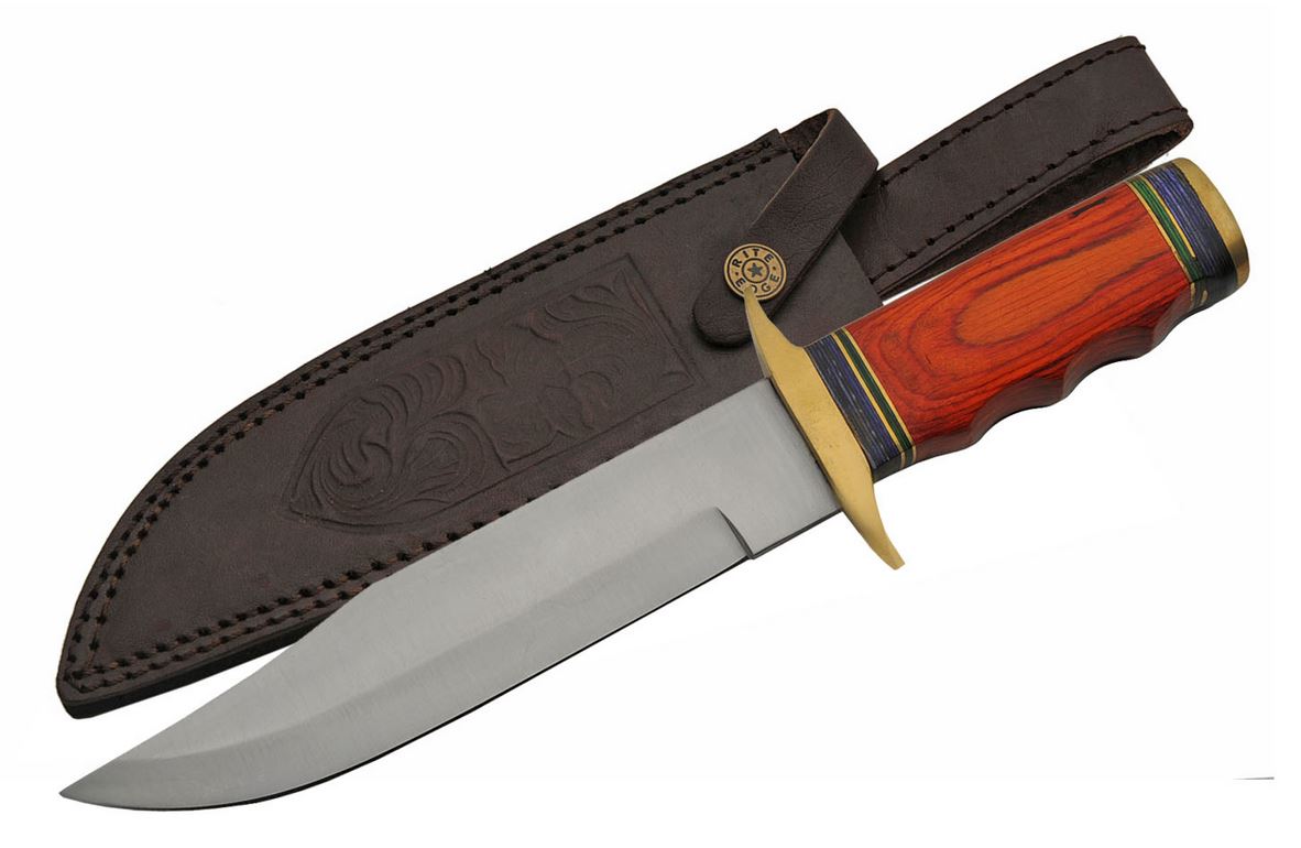 Bowie Knife 7.5in. Blade Classic Clip Point Hunter Skinner + Leather Sheath