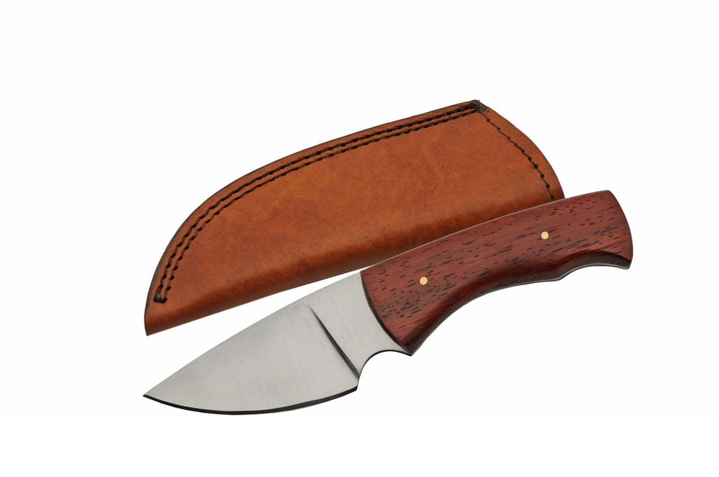 Hunting Knife Rite Edge 7.75in. Overall Wood Handle Full Tang Skinner + Sheath