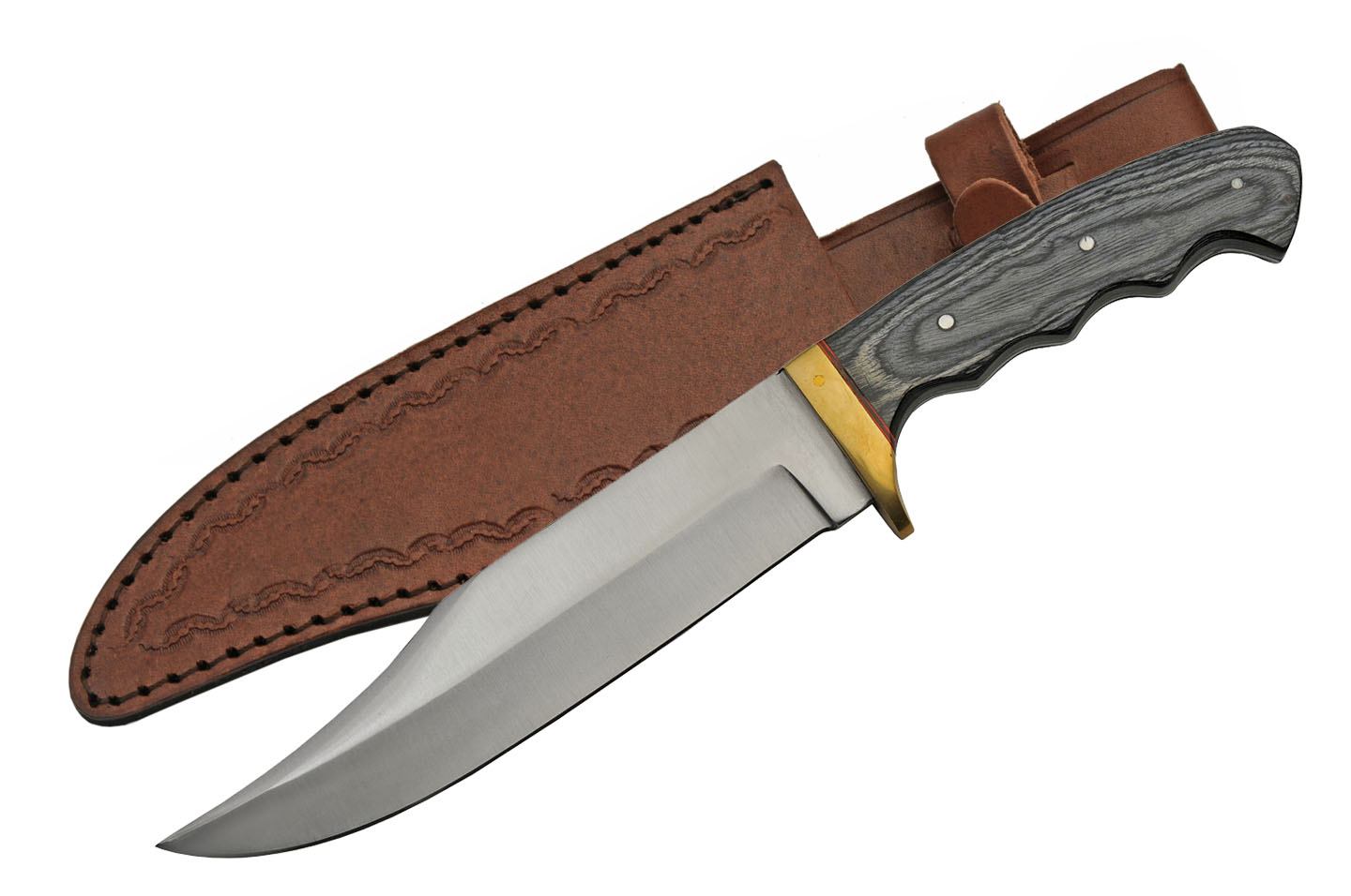 Fixed Blade Bowie Knife 12.25in. Classic Black Grey Wood Handle 203421-Bk