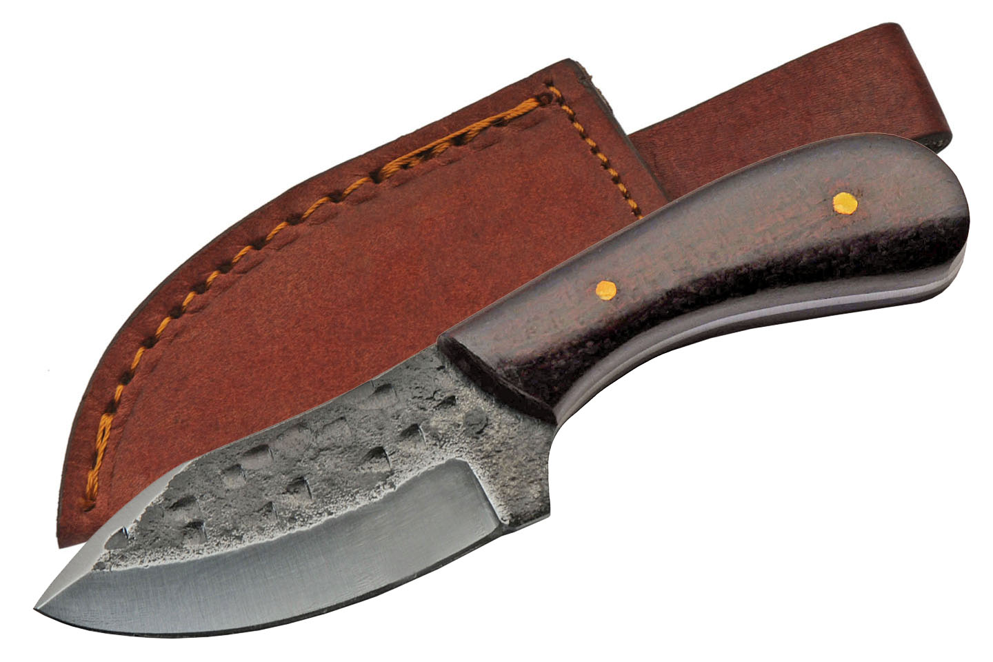 Hunting Knife Carbon Steel Blade Micarta Handle Full Tang 6in. + Leather Sheath