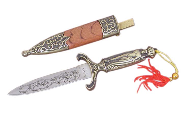 7.75in. Stainless Mongolian Mini Bodyguard Dagger Knife w/ Boot Clip Scabbard