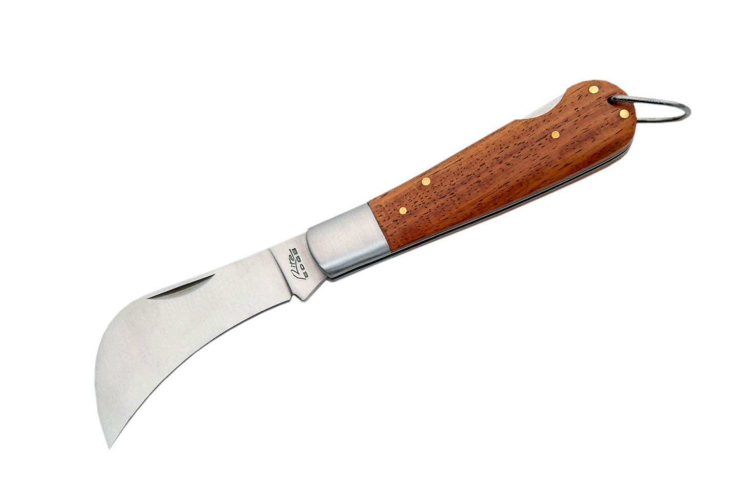 Folding Pocket Knife Hawkbill Blade Pruning Knife 4in Closed Wood Handle Lockback