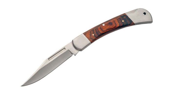 Folding Pocket Knife 4in. Closed Stainless Steel Blade Wood Handle Lockback EDC