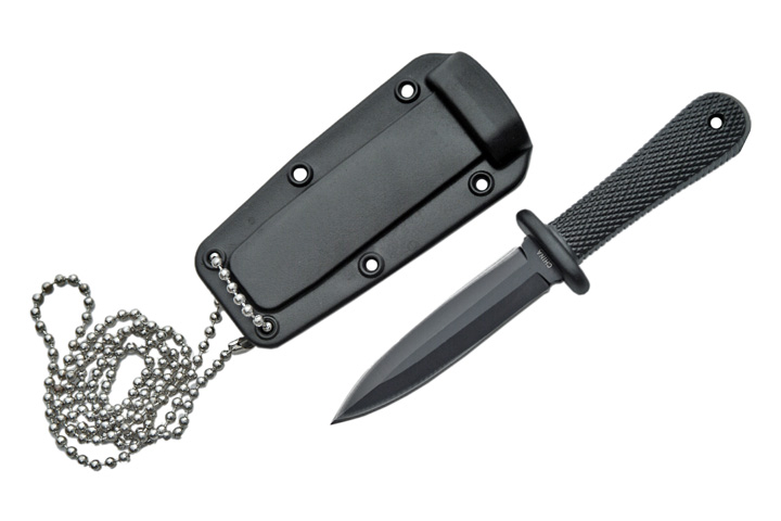 5.5in. Black Tactical Defense Mini Neck Knife Double Edge Dagger w/ Sheath