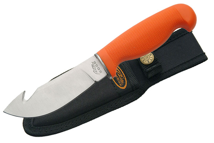 9.25in. High Visibility Orange Rite Edge Hunter's Choice Guthook Skinner Knife