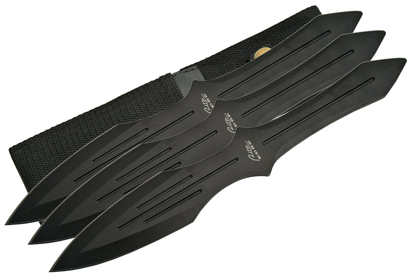Throwing Knife Set Black 3-Piece Tactical Hunting Ninja Combat w/ Sheath 211230