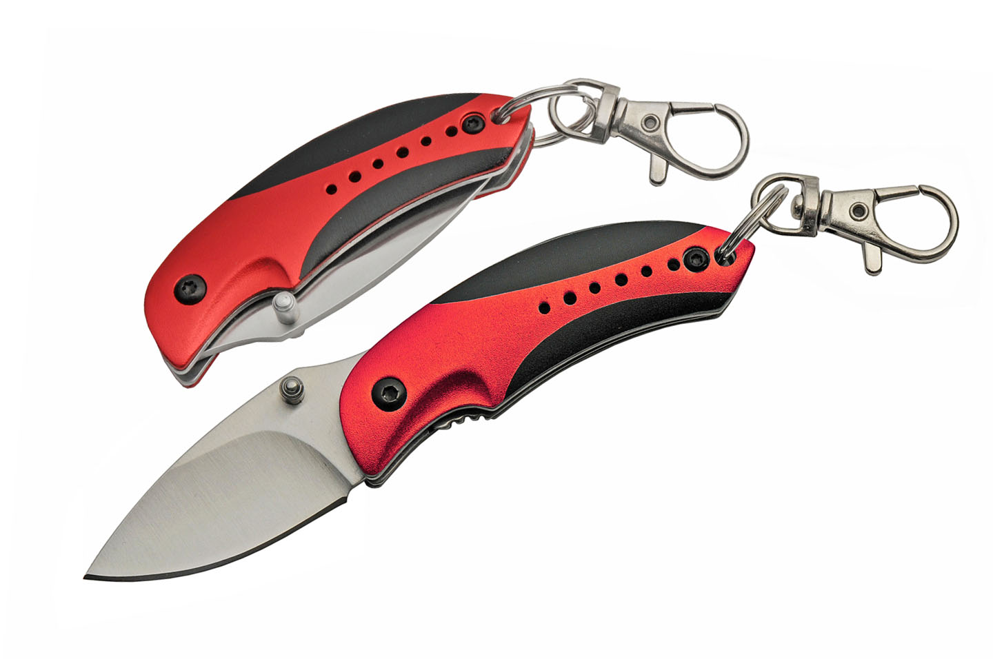 Spring-Assisted Folding Knife Rite Edge 1.75in Blade EDC With Carabiner Red/Black