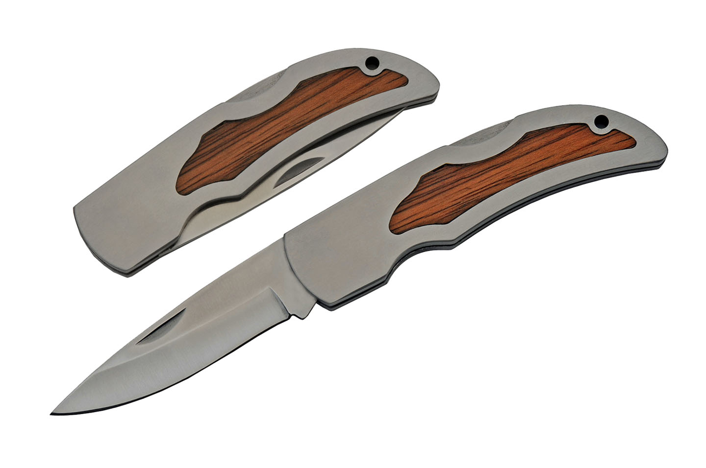 Folding Knife 3in. Stainless Blade Classic Lockback Slim Steel Frame Wood Handle