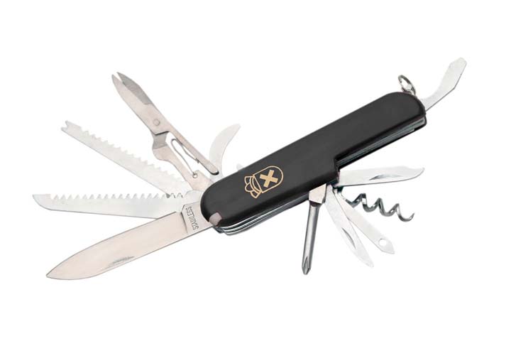 3.25in. Stainless Steel Black Swiss-Style 13 Multi-Tool Folding Knife