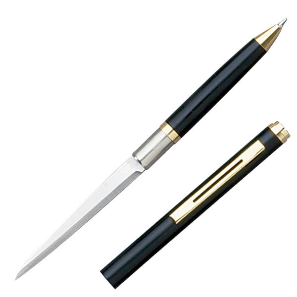 Pen Knife | Hidden Plain Blade Functional Ink Pen Letter Opener Black