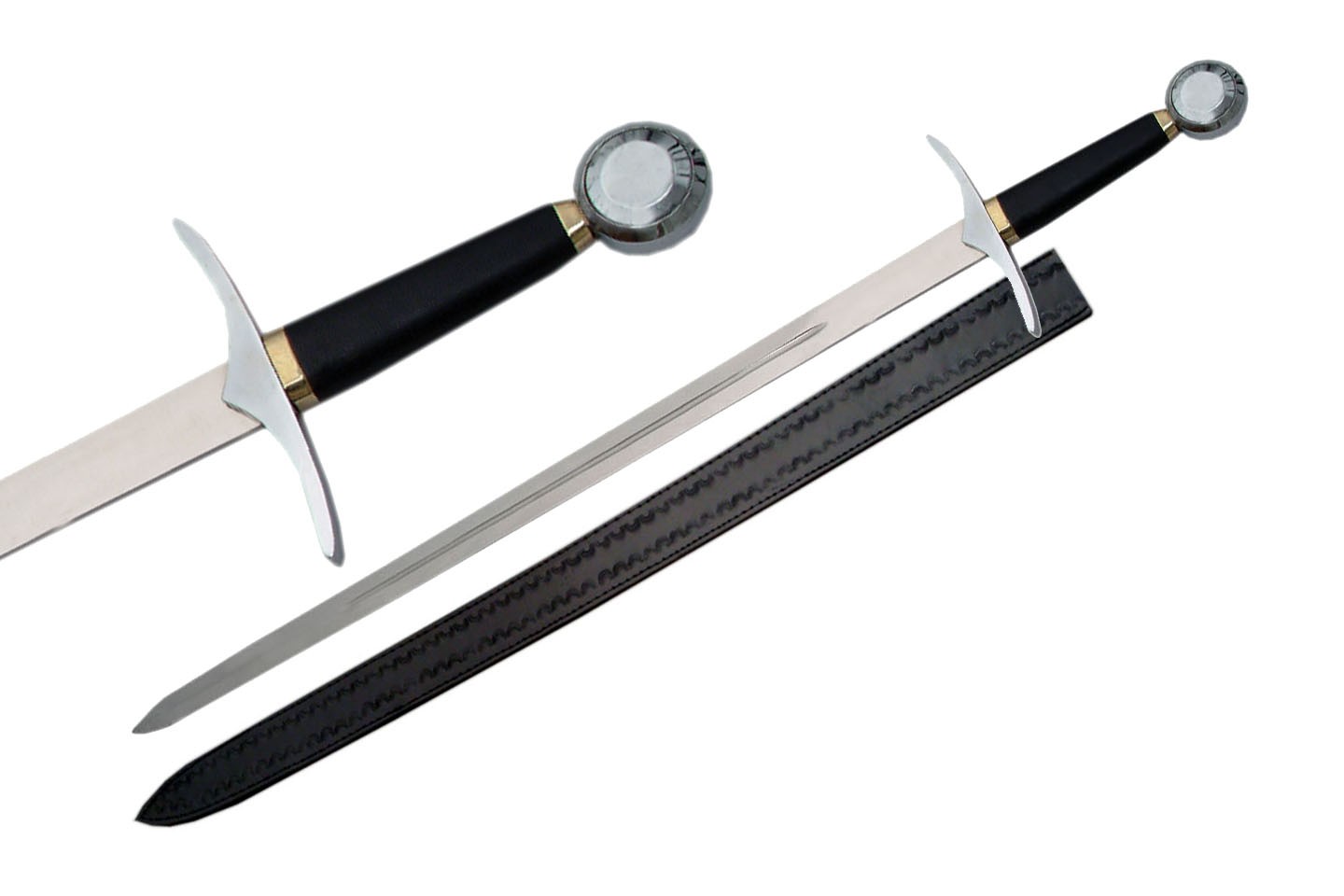 Medieval Long Sword 41.75in. Overall Silver Blade Knight Replica Reenactment