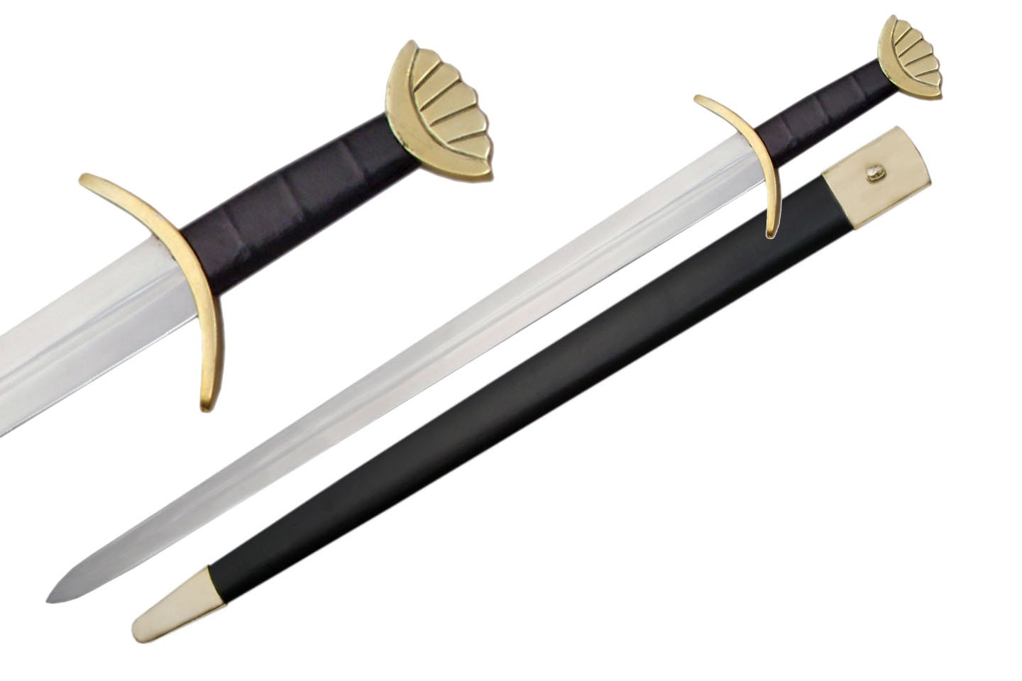 Viking Sword 36.5in. Brass Ulfberht Medieval Norse Warrior Blade + Sheath