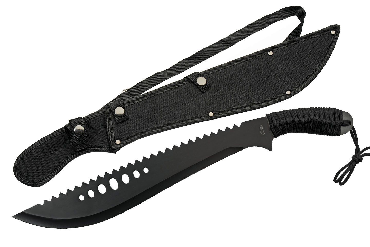 Machete Stainless Steel Drop Point Blade Cord Handle 21In Overall + Nylon Sheath