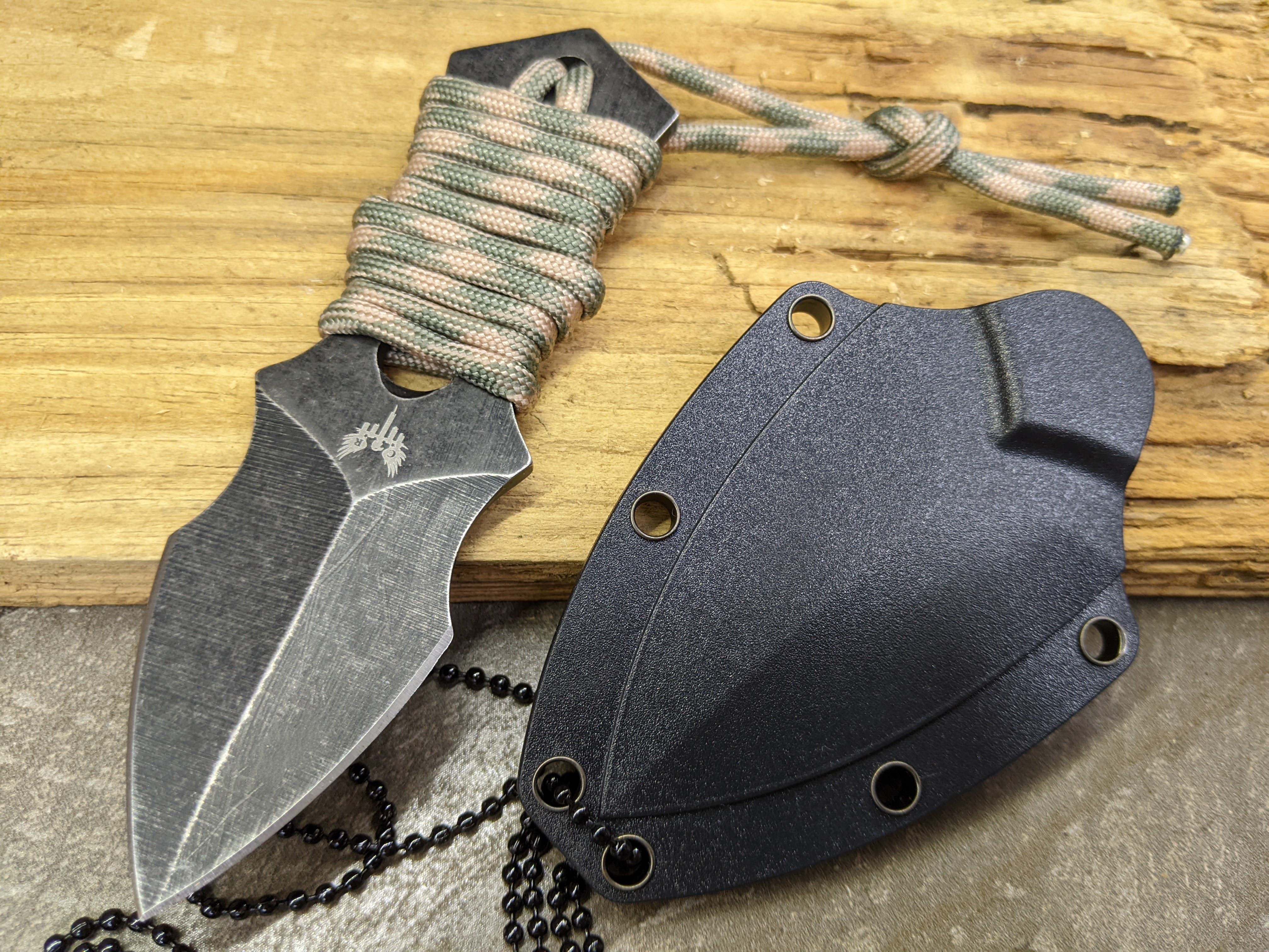 Neck Knife Combat Ready Tactical Mini Dagger Full Tang With Slim Sheath