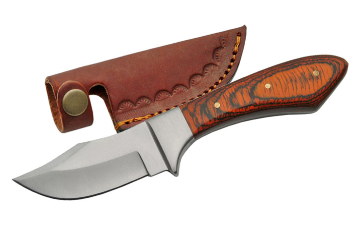 Fixed Blade Hunting Knife 7in. Skinner Upswept Blade Wood Handle Full Tang