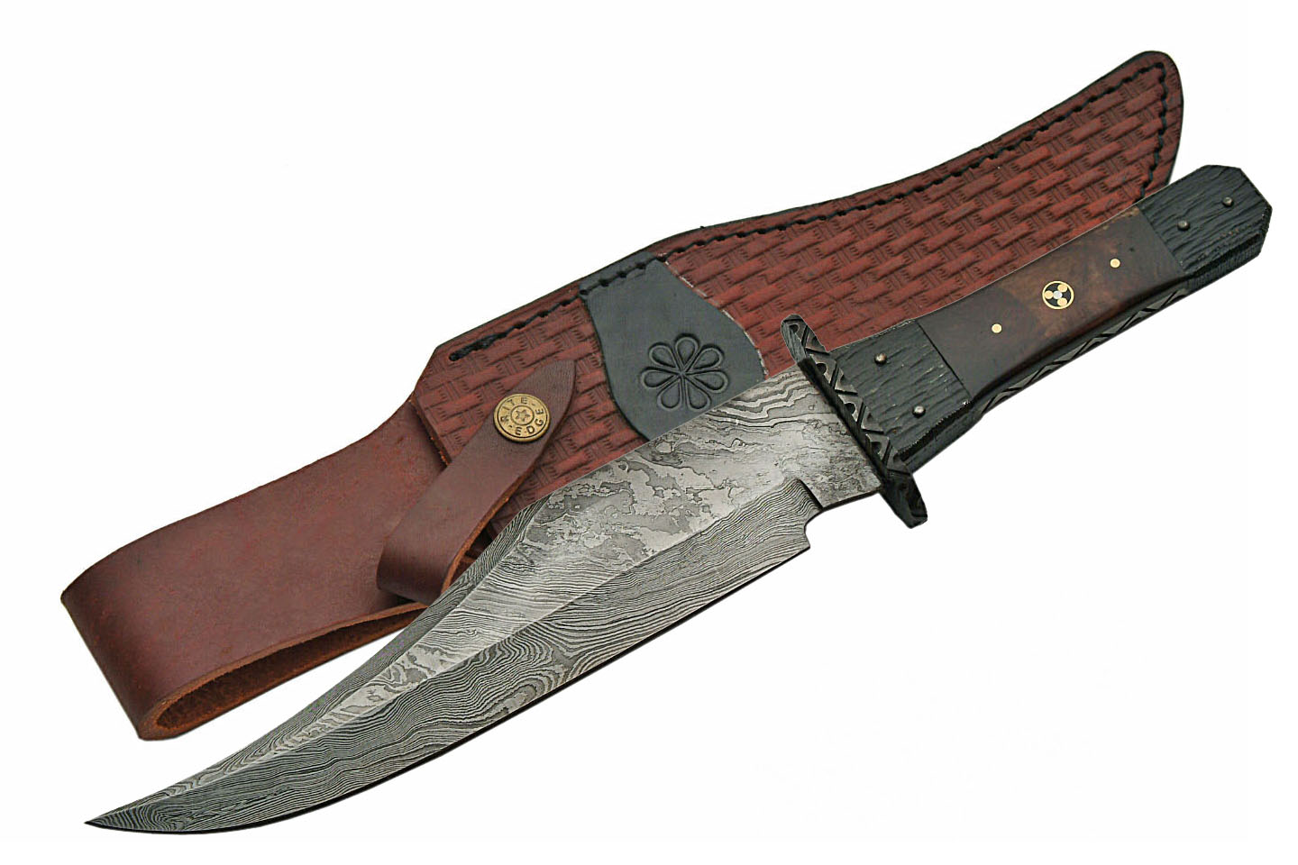 Bowie Knife Damascus Steel Blade Bone Handle Full Tang Hunter 13.75in. Overall