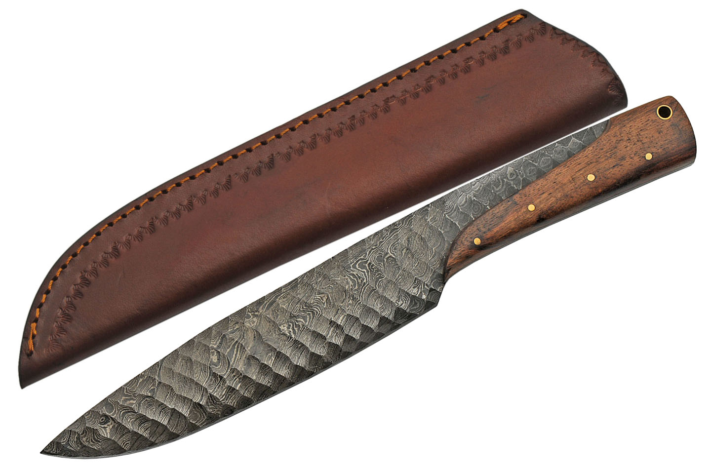Hunting Knife Full Tang 12in. Overall Damascus Steel Blade Skinner Wood Handle