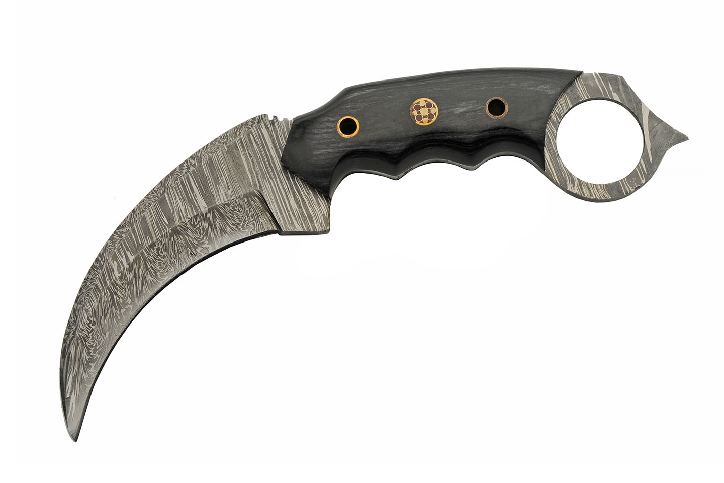 Damascus Steel Karambit Knife with a Rosewood Handle – RainwatersEdge