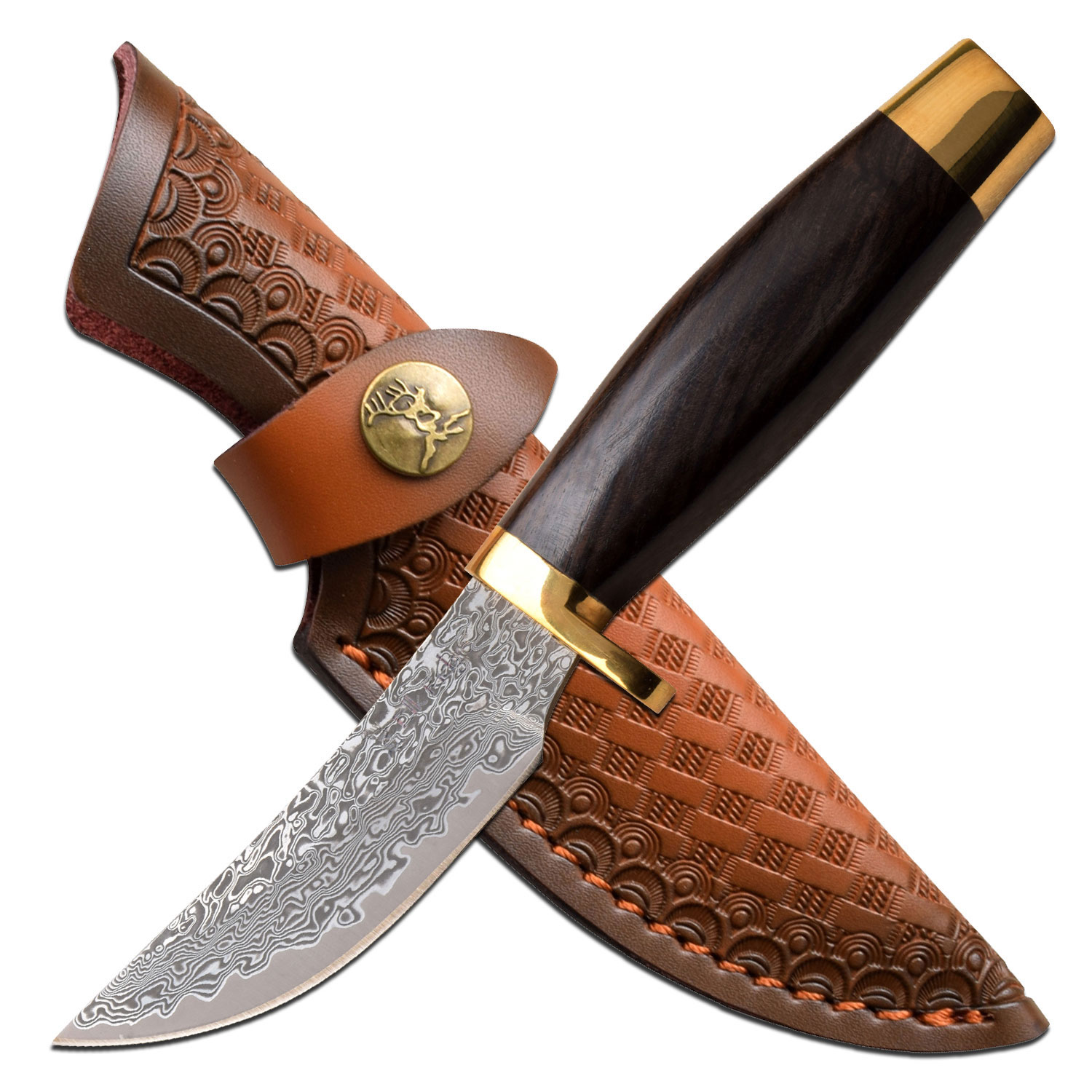 Hunting Knife | Elk Ridge Damascus Steel Blade Skinner
