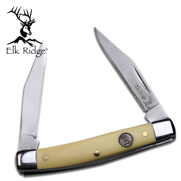 2.85in. Elk Ridge Small Yellow Delrin Handle Pen Folding Pocket Knife