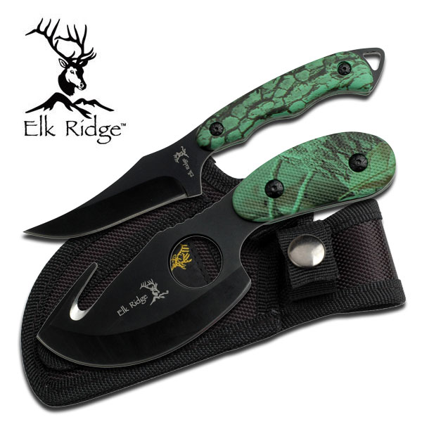 Elk Ridge 2-Piece Swamp Gator Hunting Skinning Knife Set w/ Sheath