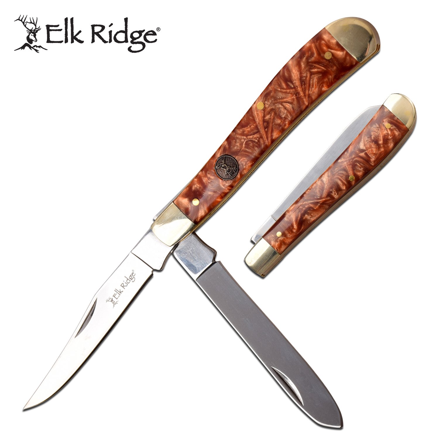 Folding Pocket Knife Elk Ridge 3.75in. Closed Classic Trapper 2 Blade Gift