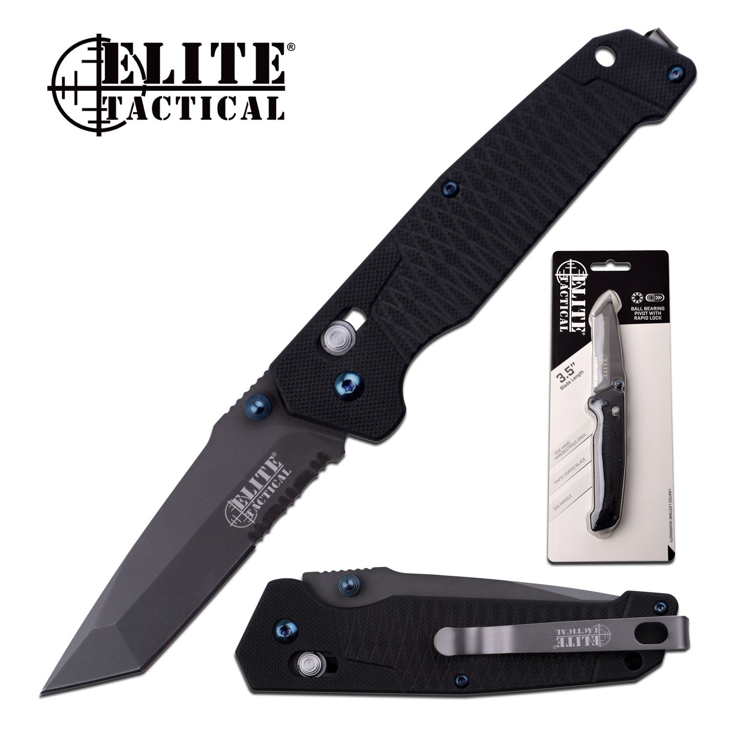 Folding Knife | Evolution Tactical Tanto Blade Ball Bearing Pivot + Rapid Lock