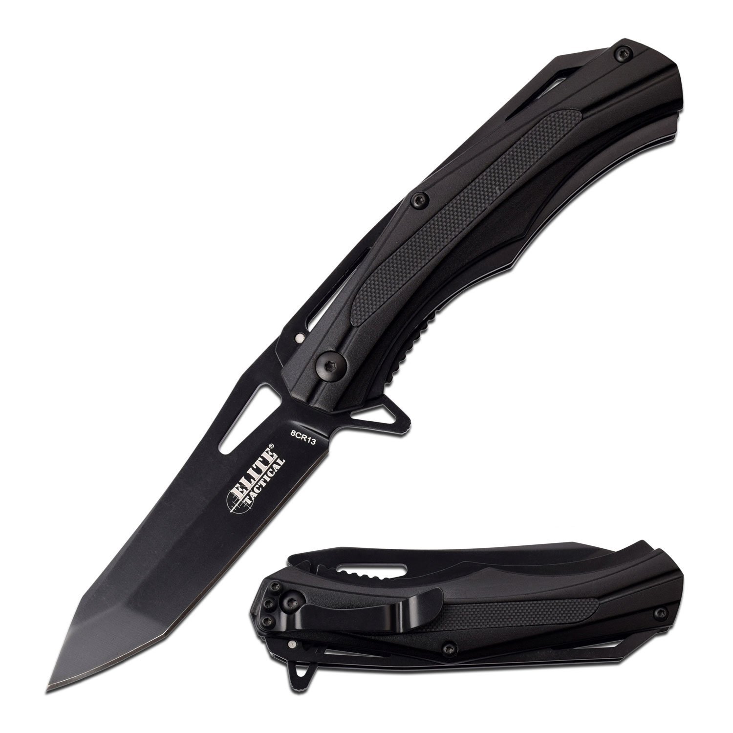 Folding Knife Evolution Black Tactical Tanto 3.5in. Blade Ball Bearing Pivot