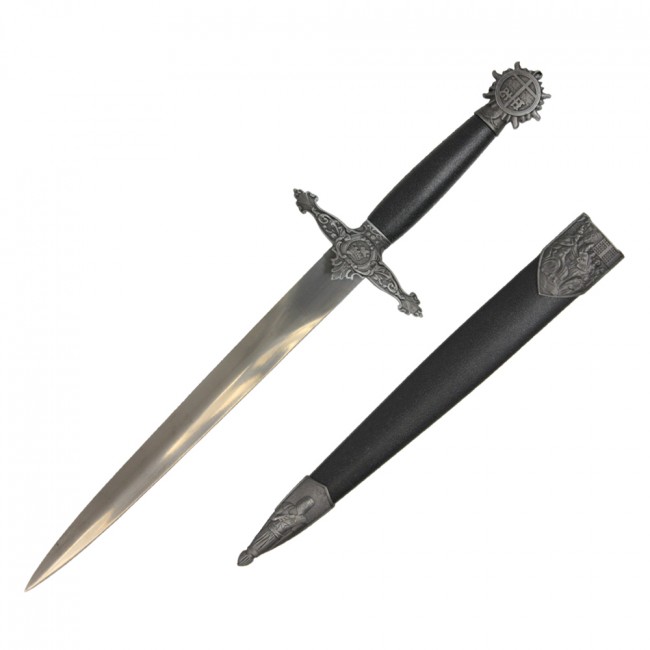 Medieval Dagger 15.5in. Overall Knights Templar Knife Costume Prop + Scabbard