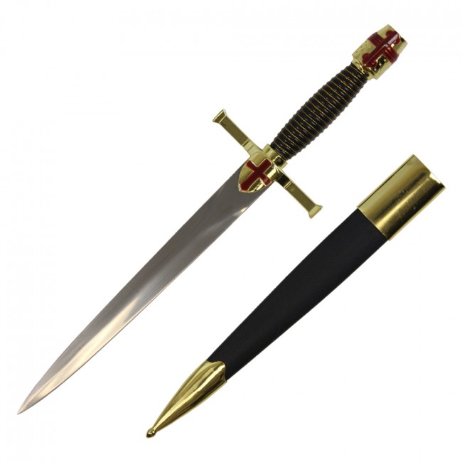 Medieval Dagger 15.25in. Overall Crusader Knight Knife Costume Prop + Scabbard