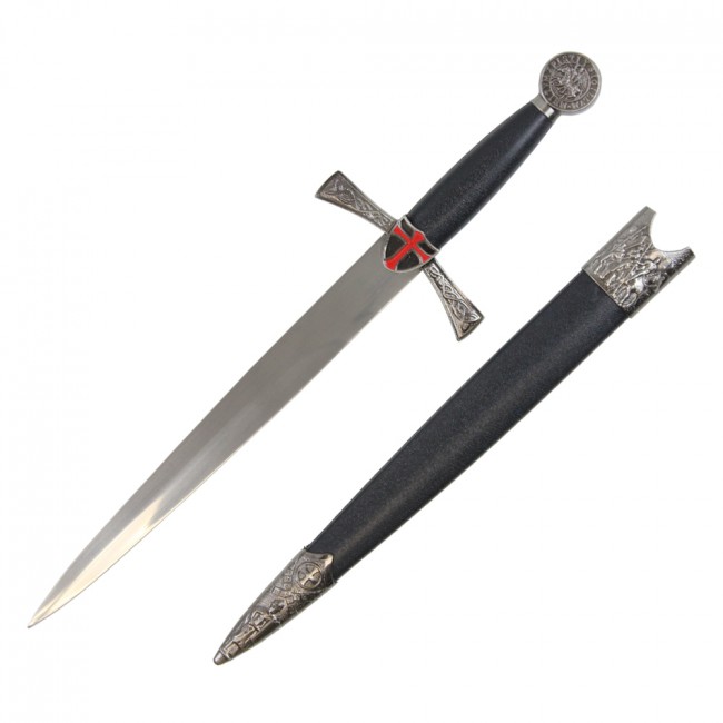 Medieval Dagger 16in. Overall Christian Knight Knife Costume Prop + Scabbard