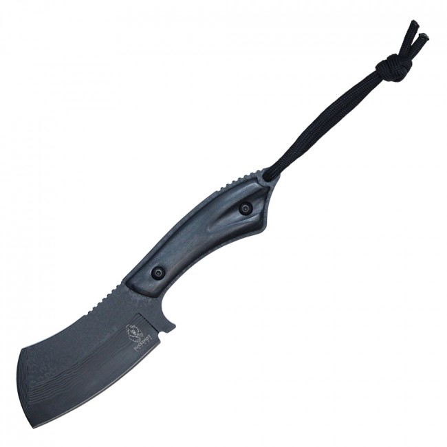Fixed Blade Knife 7.25in. Black Cleaver Faux Damascus Print Blade Hbk204Bk