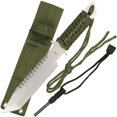26 Fixed Blade Sawback Machete with a Survival Fire Starter, for