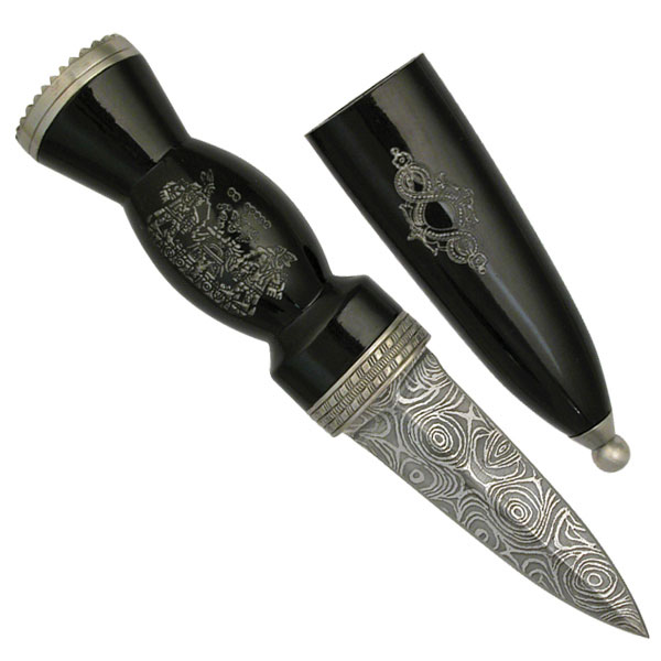 8.25in. Acid Etched Stainless Steel Historical Scottish Dirk Dagger Knife
