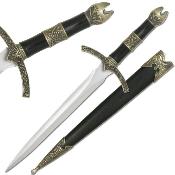 13.5in. Bronze Medieval Knight's Dagger w/ Scabbard