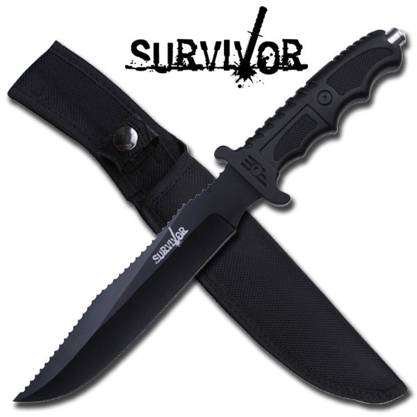 13in. Stealth Black Lightweight Tactical Combat Knife w/ Sheath