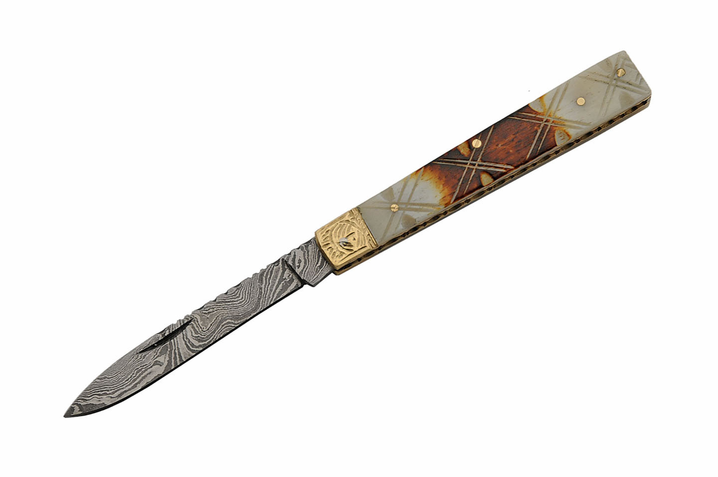 Doctor Folding Knife | Damascus Steel Blade Stag Bone Handle