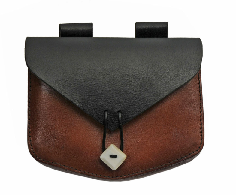 Medieval Belt Bag Genuine Leather Box Bone Button Black Sporran Pouch Hs-4418