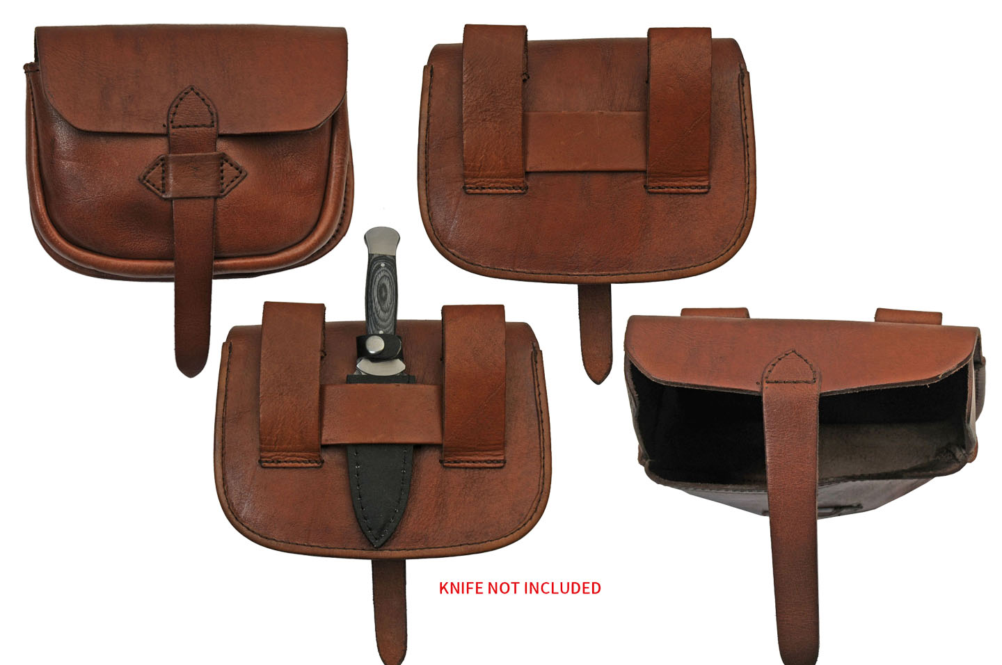Medieval Belt Bag Brown Real Leather Day Sporran Pouch With Knife Holster