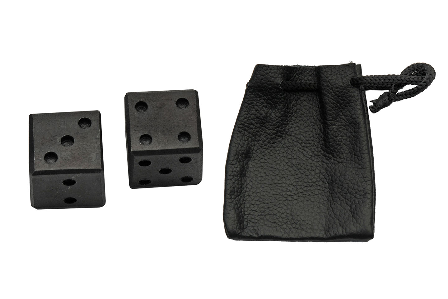 Dice Set Carbon Steel Forged Metal 2-Pc Gaming Die With Leather Pouch Medieval
