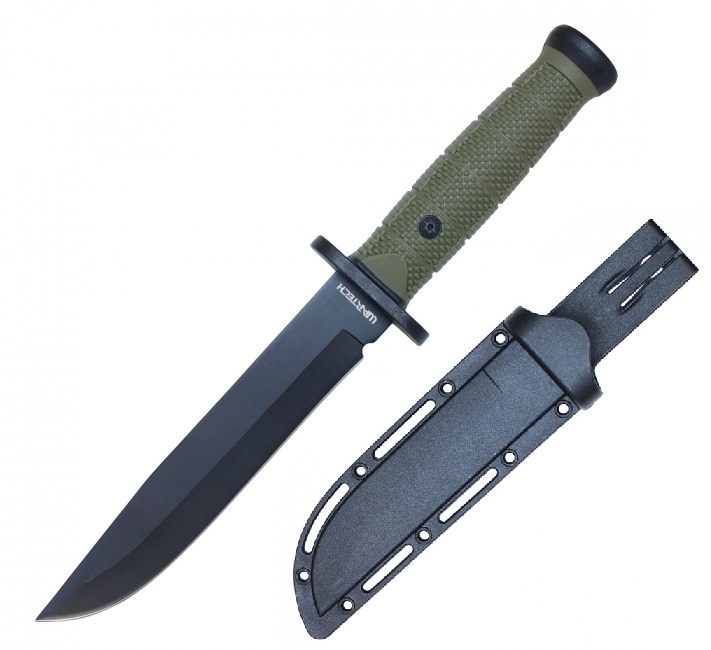 Fixed Blade Knife 12in. Military Combat Tactical Blade Army Green Sheath Hwt102A